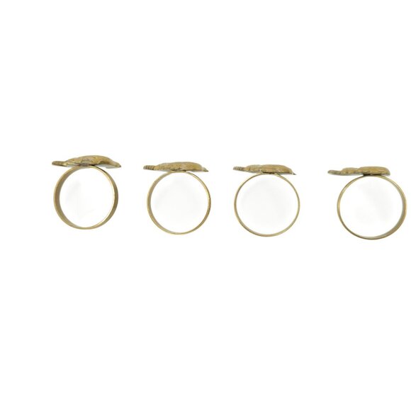 Brass Rooster Napkin Rings 4 Chicken Country Farmhouse Kitchen Decor 1.5"x1.5" - Picture 11 of 12